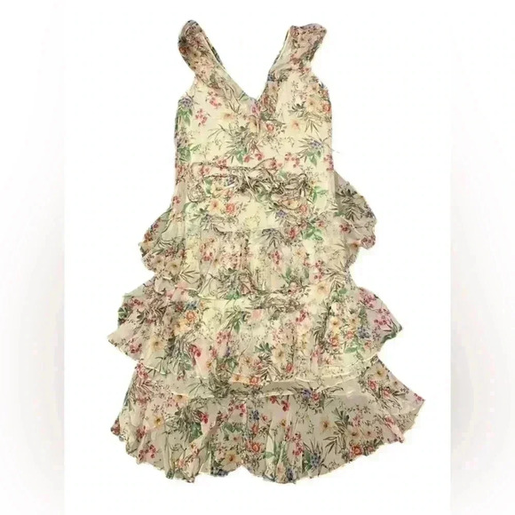 Hale Bob Beautiful Tiered White Floral Dress with Braided Belt Size XS - Picture 6 of 9